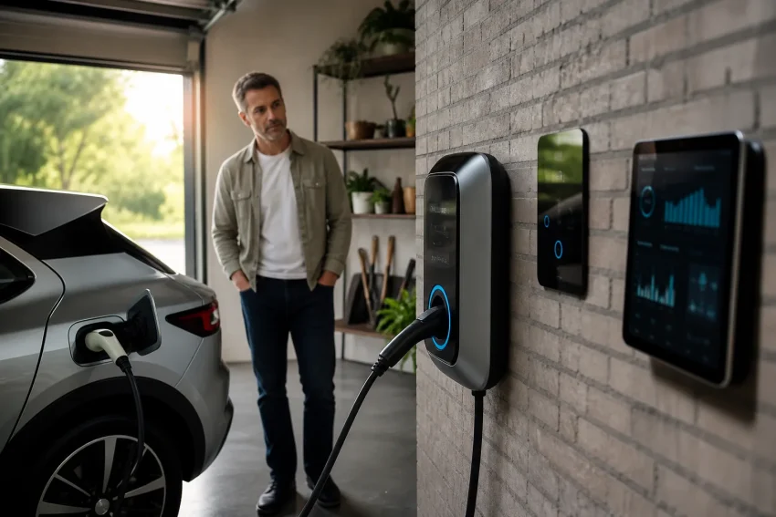 Smart home electric vehicle charging system with AI integration