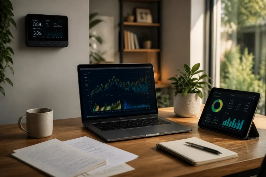 User interface of an AI energy monitoring dashboard with data charts