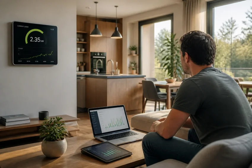 Smart energy meter monitoring household electricity consumption and bills