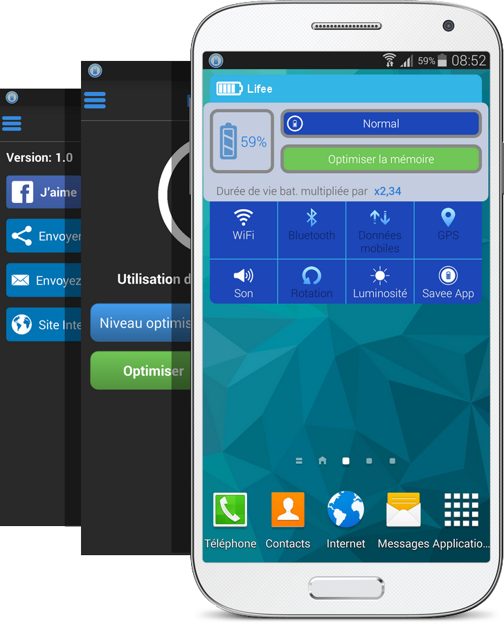 Lifee optimizes and frees your phone's RAM memory